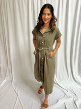 Load image into Gallery viewer, Franklin Olive Collared Tie Dress