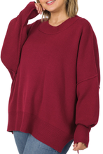 Load image into Gallery viewer, Island Park Side Slit Oversized Sweater in Cabernet