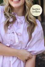 Load image into Gallery viewer, McKinney Bow Peplum Top in Butter Yellow