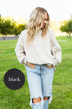 Load image into Gallery viewer, Island Park Side Slit Oversized Sweater in Black