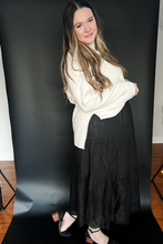 Load image into Gallery viewer, Providence Tiered Smocked Waistband Black Skirt