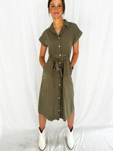 Load image into Gallery viewer, Franklin Olive Collared Tie Dress