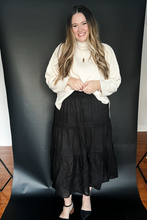 Load image into Gallery viewer, Providence Tiered Smocked Waistband Black Skirt