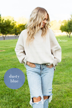 Load image into Gallery viewer, Island Park Side Slit Oversized Sweater In Dusty Blue