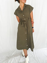 Load image into Gallery viewer, Franklin Olive Collared Tie Dress