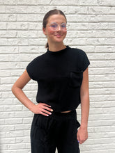Load image into Gallery viewer, Foggy Bottom Short Sleeve Sweater in Black