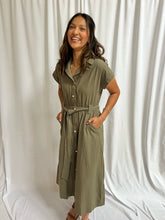 Load image into Gallery viewer, Franklin Olive Collared Tie Dress