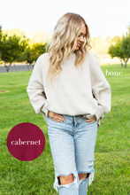Load image into Gallery viewer, Island Park Side Slit Oversized Sweater in Cabernet