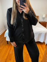 Load image into Gallery viewer, TVC Pleated Satin Set in Black