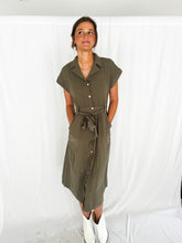 Load image into Gallery viewer, Franklin Olive Collared Tie Dress