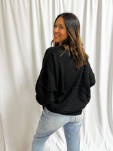 Load image into Gallery viewer, Island Park Side Slit Oversized Sweater in Black