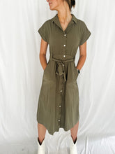 Load image into Gallery viewer, Franklin Olive Collared Tie Dress