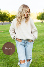 Load image into Gallery viewer, Island Park Side Slit Oversized Sweater in Brown