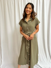 Load image into Gallery viewer, Franklin Olive Collared Tie Dress