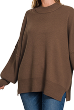 Load image into Gallery viewer, Island Park Side Slit Oversized Sweater in Brown