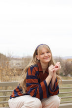 Load image into Gallery viewer, Brown Navy Oversized Top
