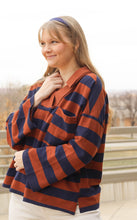 Load image into Gallery viewer, Brown Navy Oversized Top