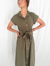 Load image into Gallery viewer, Franklin Olive Collared Tie Dress