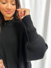 Load image into Gallery viewer, Island Park Side Slit Oversized Sweater in Black
