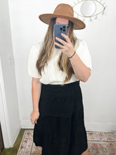 Load image into Gallery viewer, Providence Tiered Smocked Waistband Black Skirt