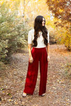 Load image into Gallery viewer, Kensington Red Velvet Wide Leg Pants