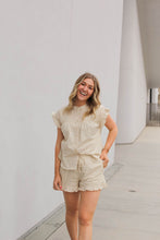 Load image into Gallery viewer, Idabel Ruffle Hem Cream Shorts