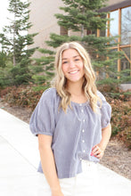 Load image into Gallery viewer, Athens Checkered Button Up Top in Black