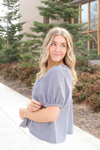 Load image into Gallery viewer, Athens Checkered Button Up Top in Black