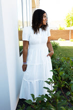 Load image into Gallery viewer, Regent Street Smocked Waist Tiered Dress in White