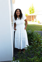 Load image into Gallery viewer, Regent Street Smocked Waist Tiered Dress in White
