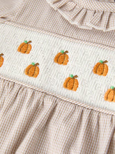 Load image into Gallery viewer, Pumpkin Embroidery Smock Plaid Romper