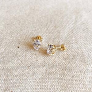 Paris Jewelry Collection: Oval Cubic Zirconia Stud Earrings