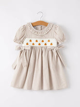 Load image into Gallery viewer, Pumpkin Embroidery Smock Plaid Dress