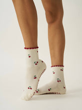Load image into Gallery viewer, Ruffle Grip Pilates Sock in Cherry