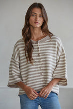 Load image into Gallery viewer, Wesley Heights Striped Cardigan in Taupe