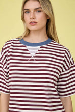 Load image into Gallery viewer, East Bay Striped Tee in Burgundy