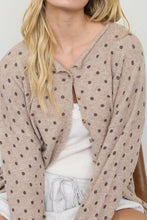 Load image into Gallery viewer, Burnswick Polka Dot Raw Edge Cardigan in Mocha