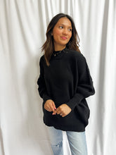 Load image into Gallery viewer, Island Park Side Slit Oversized Sweater in Black