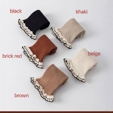 Load image into Gallery viewer, Stockings with Lace Trim in Beige