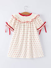 Load image into Gallery viewer, Red Polka Dot Dress with Smocking Embroidery
