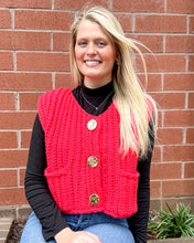 Load image into Gallery viewer, Reston Gold Button Knit Vest in Red