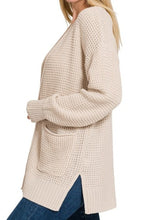 Load image into Gallery viewer, Reno Waffle Cardigan in Beige