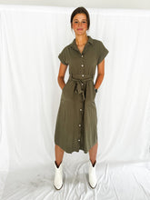 Load image into Gallery viewer, Franklin Olive Collared Tie Dress