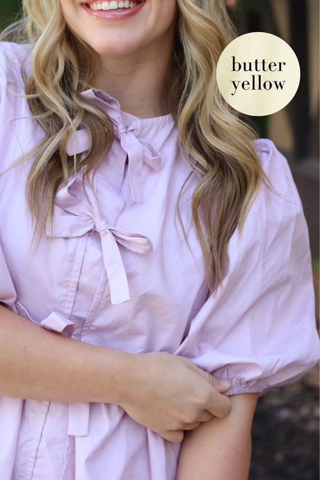 McKinney Bow Peplum Top in Butter Yellow