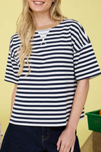 Load image into Gallery viewer, East Bay Striped Tee in Navy