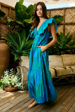 Load image into Gallery viewer, Charleston Ruffled Stripe Dress in Orange + Peach