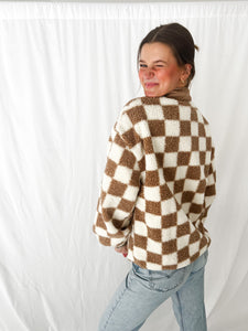 Canyon Drive Checkered Fleece Jacket in Green