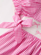 Load image into Gallery viewer, Pink Gingham Bow Embroidered Dress