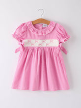 Load image into Gallery viewer, Pink Gingham Bow Embroidered Dress