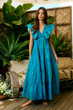 Load image into Gallery viewer, Charleston Ruffled Stripe Dress in Orange + Peach